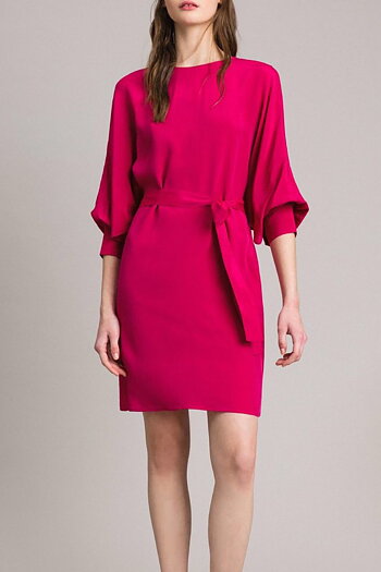 Twin Set - Silk Blend Tunic Dress Fuchsia