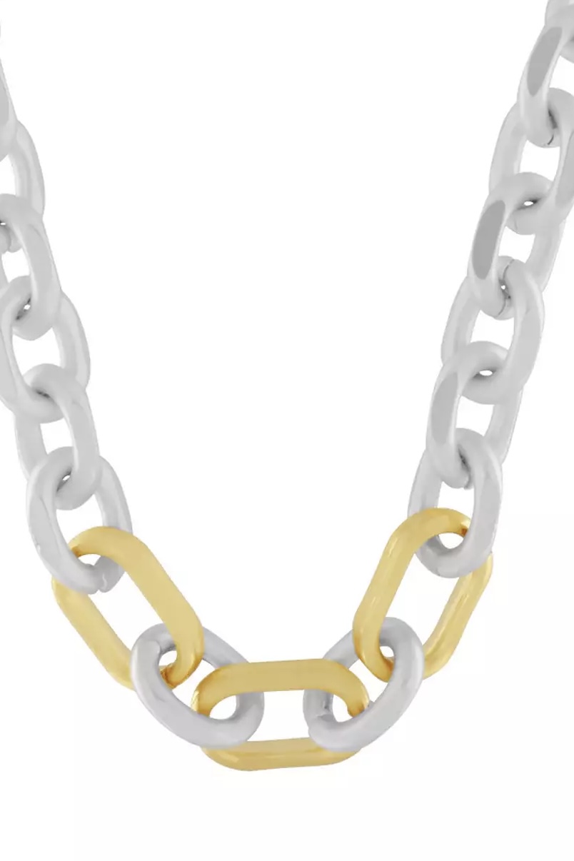 Dansk Copenhagen - Store Short 2 Tone Oval Ring Necklace Silver Plating - 3