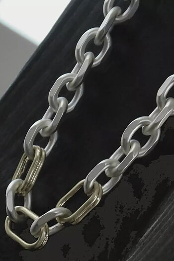 Dansk Copenhagen - Store Short 2 Tone Oval Ring Necklace Silver Plating