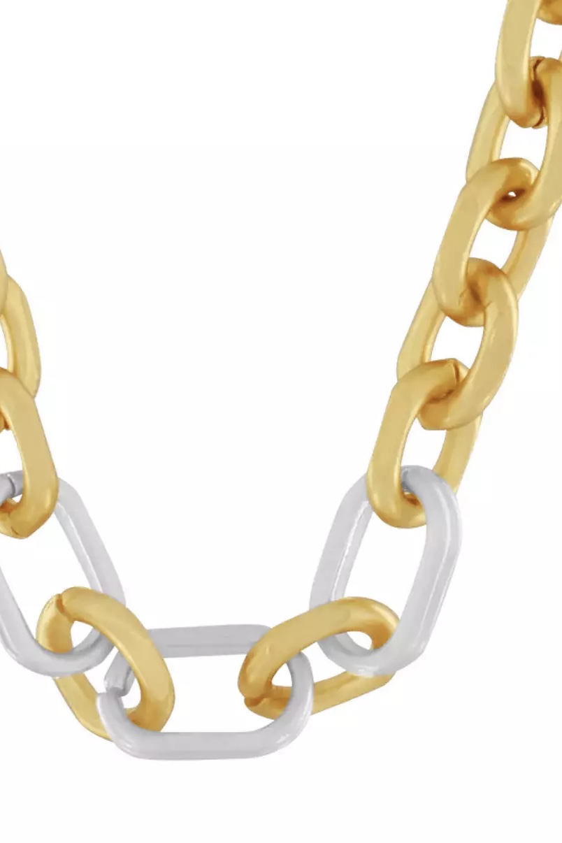 Dansk Copenhagen - Short 2 Tone Oval Ring Necklace Gold Plating - 5