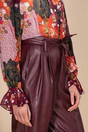 Derhy - Pantalon Tableau Bordaux
