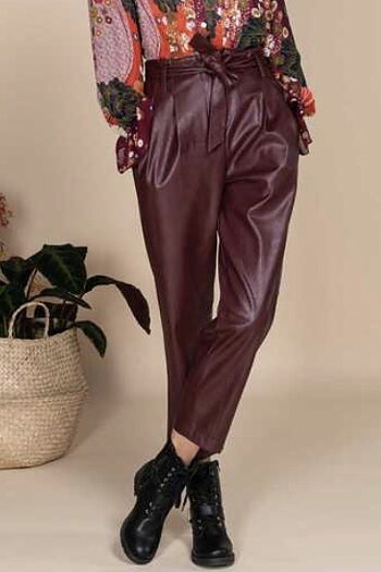 Derhy - Pantalon Tableau Bordaux