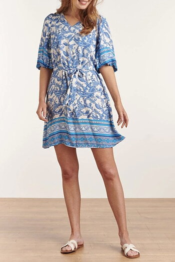 Smashed Lemon - Paisley Dress Blue White