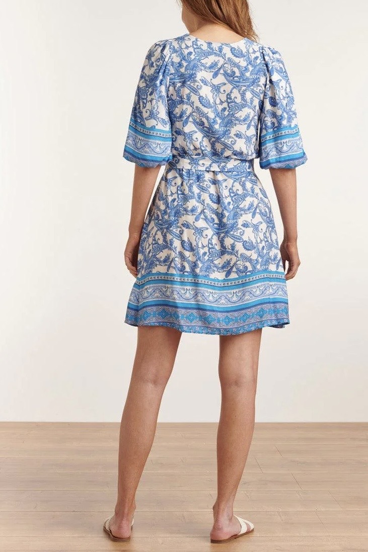 Smashed Lemon - Paisley Dress Blue White - 5