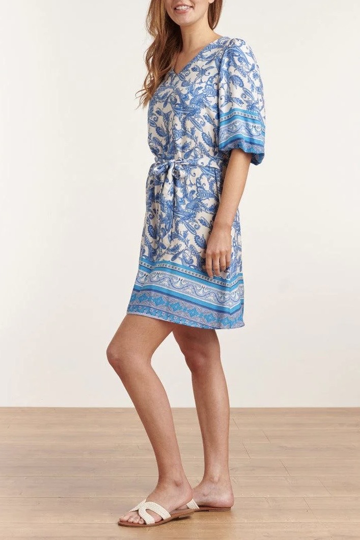 Smashed Lemon - Paisley Dress Blue White - 2