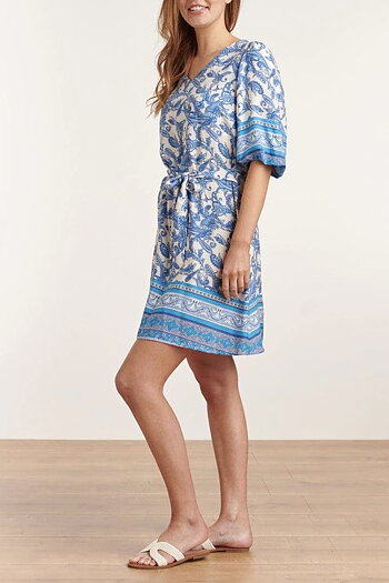 Smashed Lemon - Paisley Dress Blue White