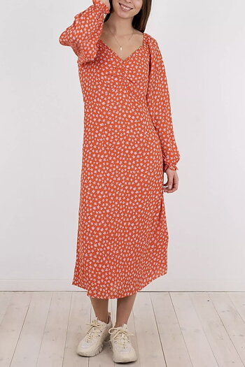 Neo Noir - Betty Bright Flower Dress Orange