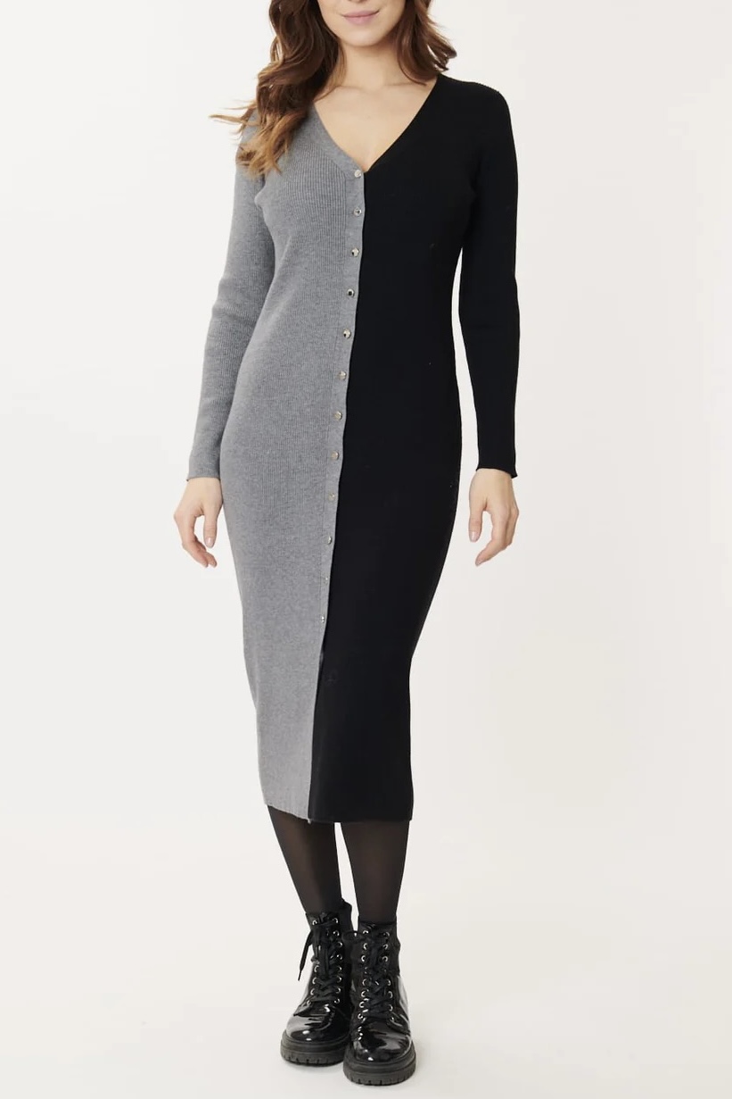 Derhy - Gemina Knitted Dress Black / Gray