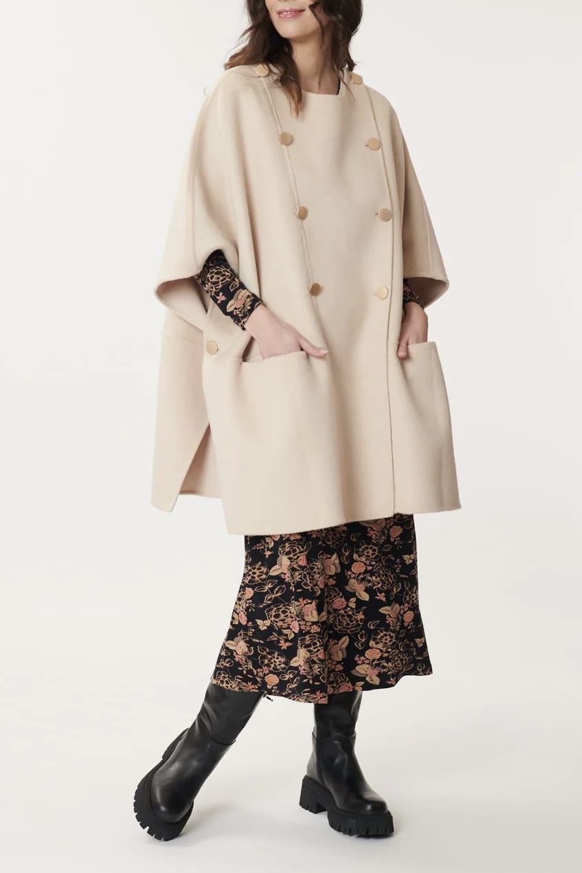 Derhy - Christine Wool Cape Beige - 2