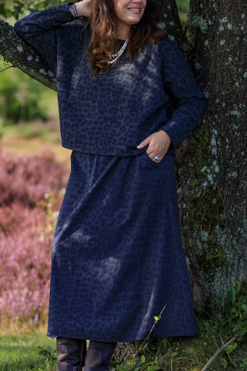 Black Colour - Abbie Skirt Grey Leopard - 3