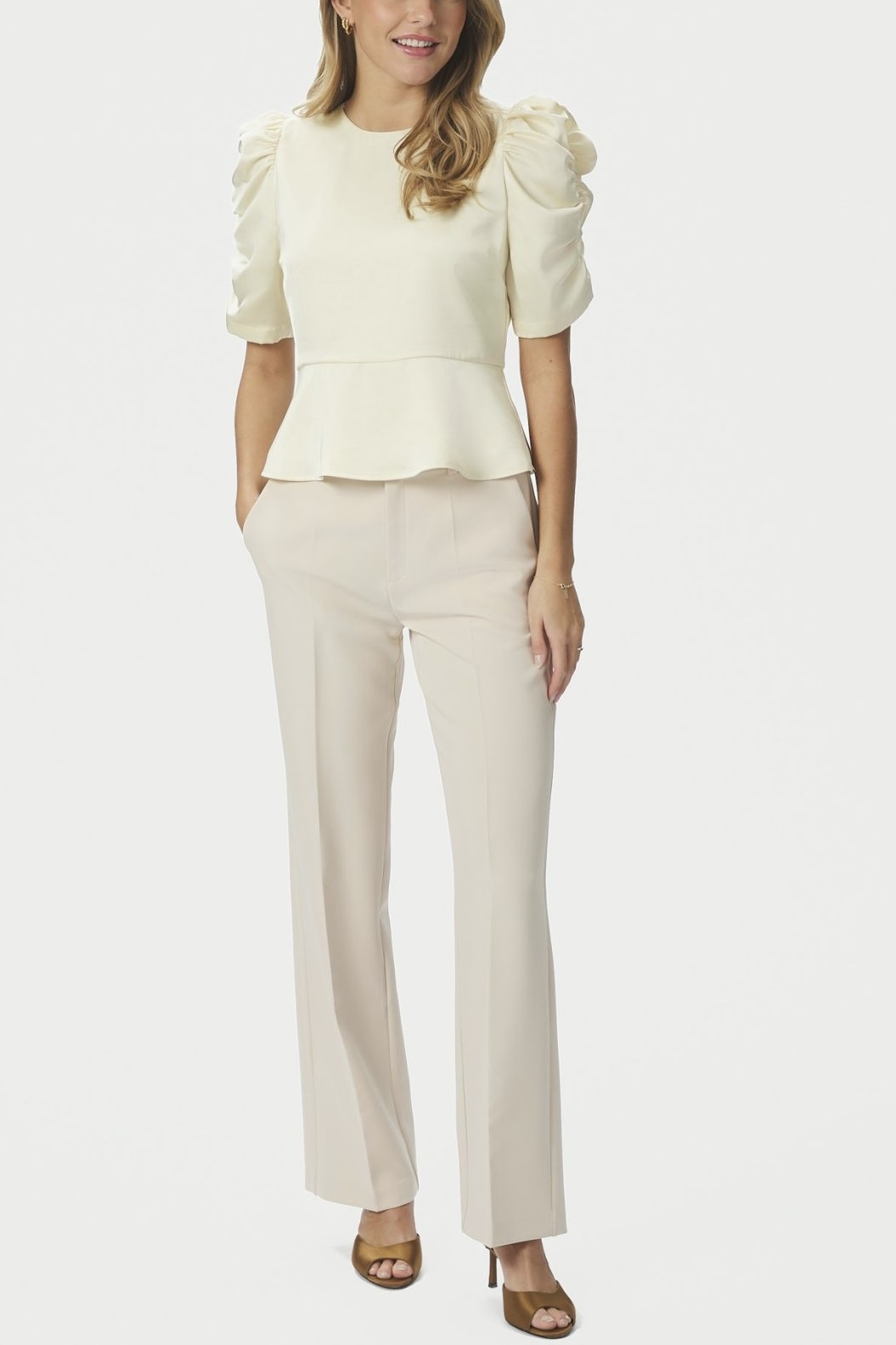 Neo Noir  - Benua Heavy Sateen Blouse  Light Yellow - 3
