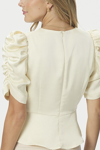 Neo Noir  - Benua Heavy Sateen Blouse  Light Yellow