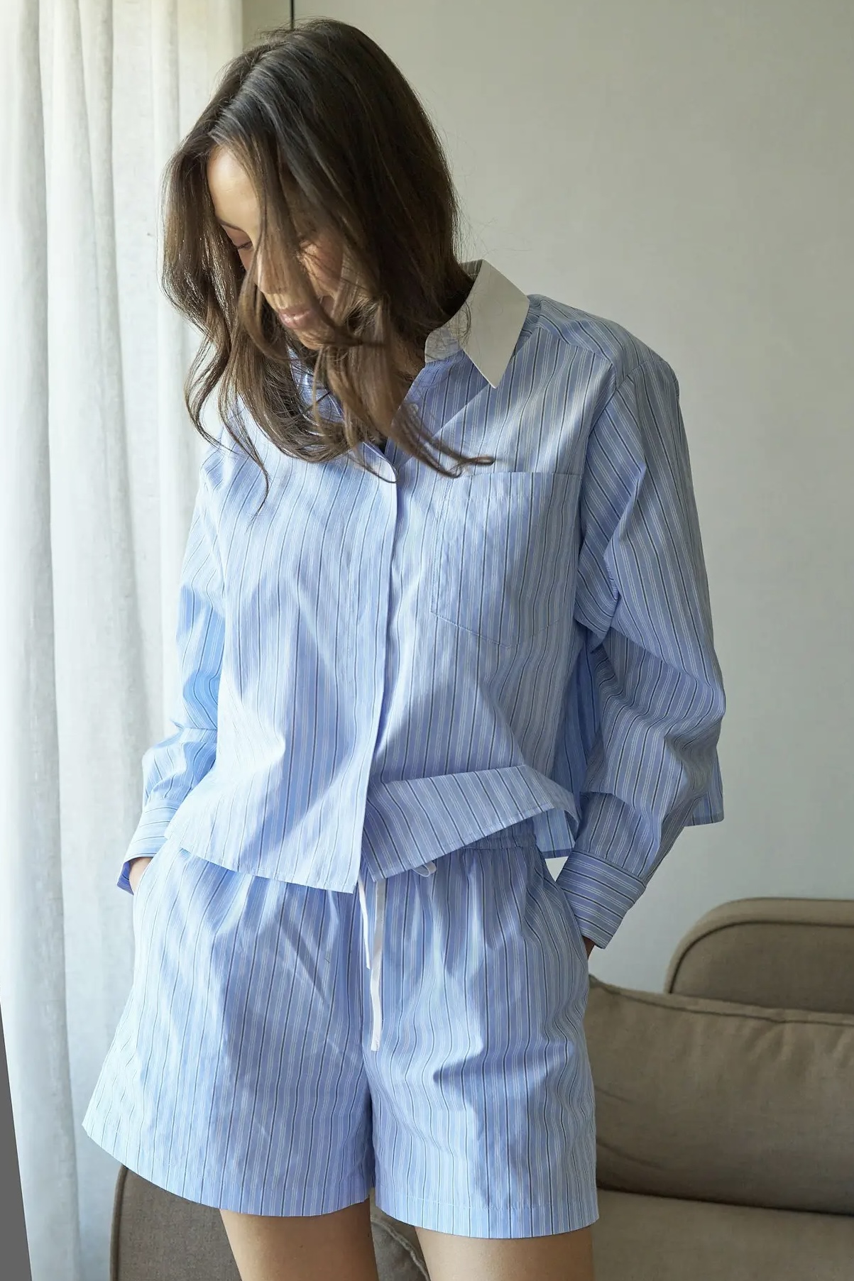 Neo Noir  - Delfia Stripe Shirt Light Blue Stripe - 5