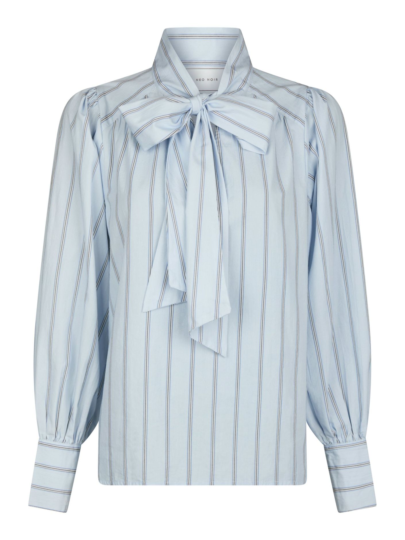 Neo Noir  - Jaz Bow Stripe Blouse Light Blue - 5