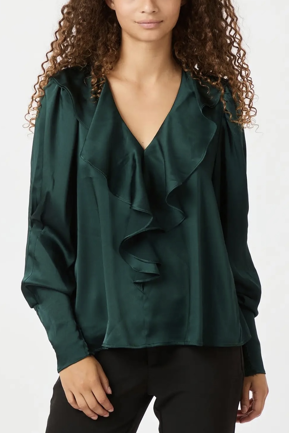 Neo Noir  - Sandie Sateen Blouse Dark green