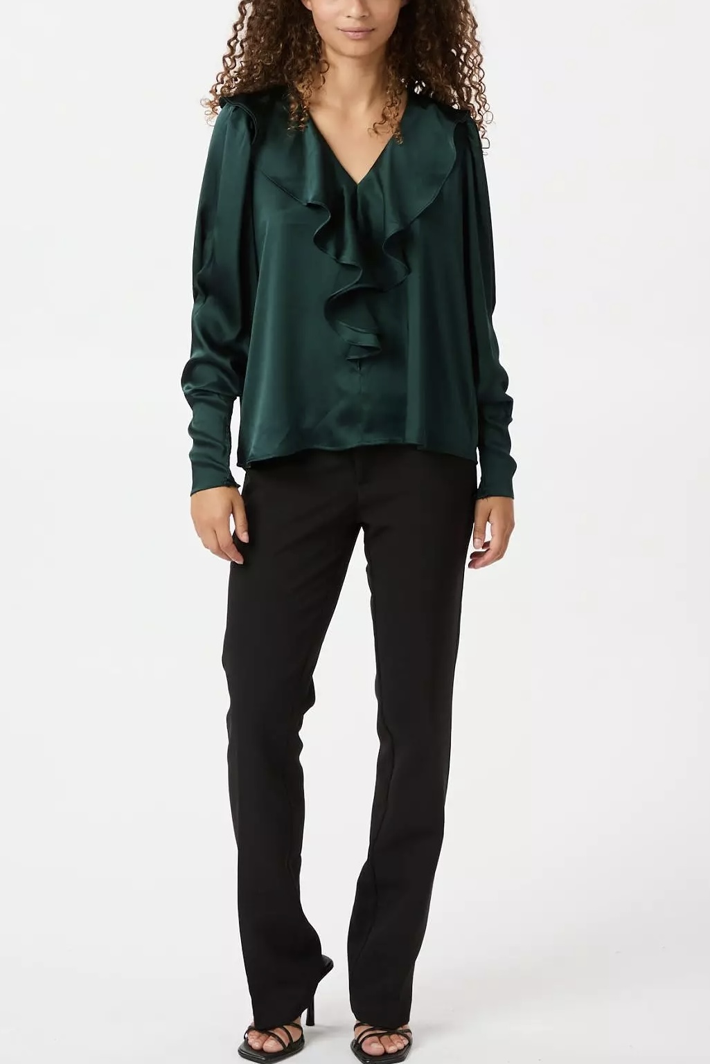 Neo Noir  - Sandie Sateen Blouse Dark green - 3