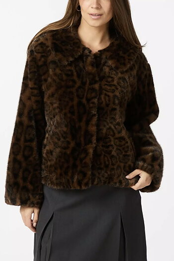 Neo Noir  - Melodie Leo Faux Fur Jacket Leopard