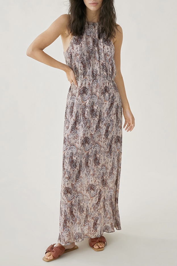 Nekane - Pleated Long  Dress Dusty Rose