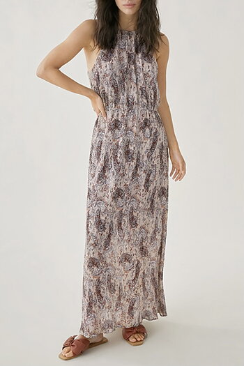 Nekane - Pleated Long  Dress Dusty Rose