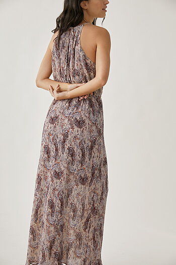 Nekane - Pleated Long  Dress Dusty Rose