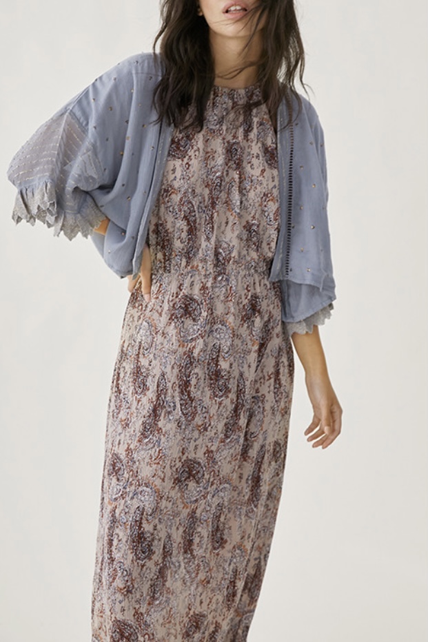 Nekane - Pleated Long  Dress Dusty Rose - 4