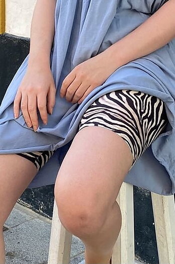 Black Colour - Zebra Tight Shorts Black
