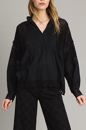 Twin Set - Broderie Anglaise And Ruffle Blouse