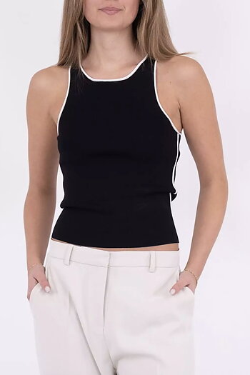 Neo Noir - Silvana Contrast Knit Top Black