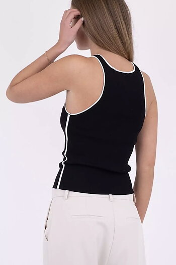 Neo Noir - Silvana Contrast Knit Top Black