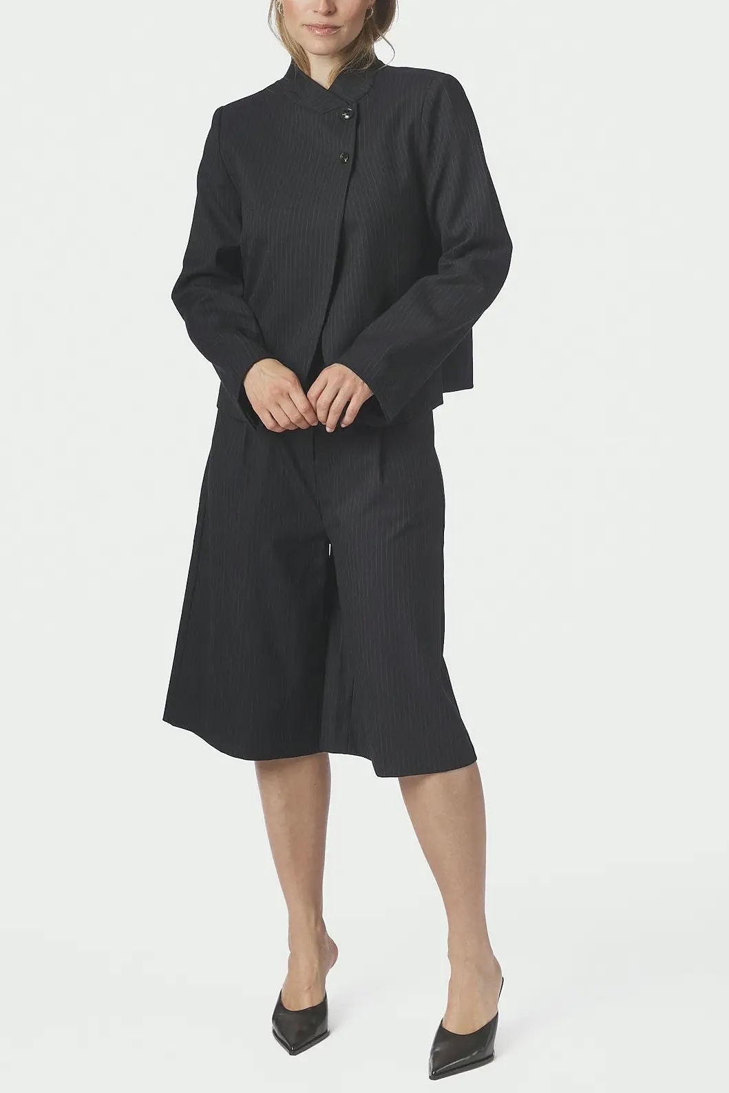 Neo Noir - Tiria Slim Pinstripe Blazer Dark Navy - 3