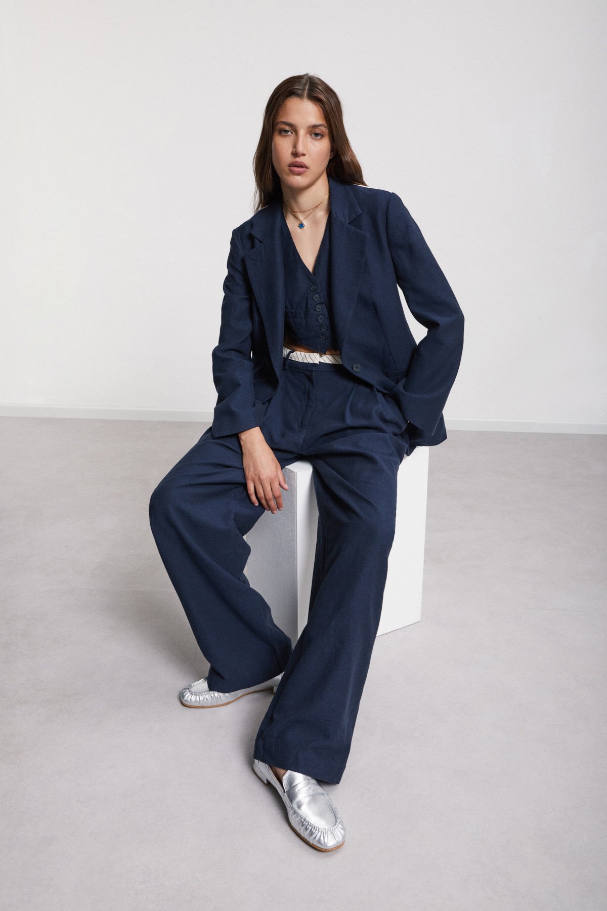 OttodÁme - Linen Jacket Made With a Two-Fabric Night - 7