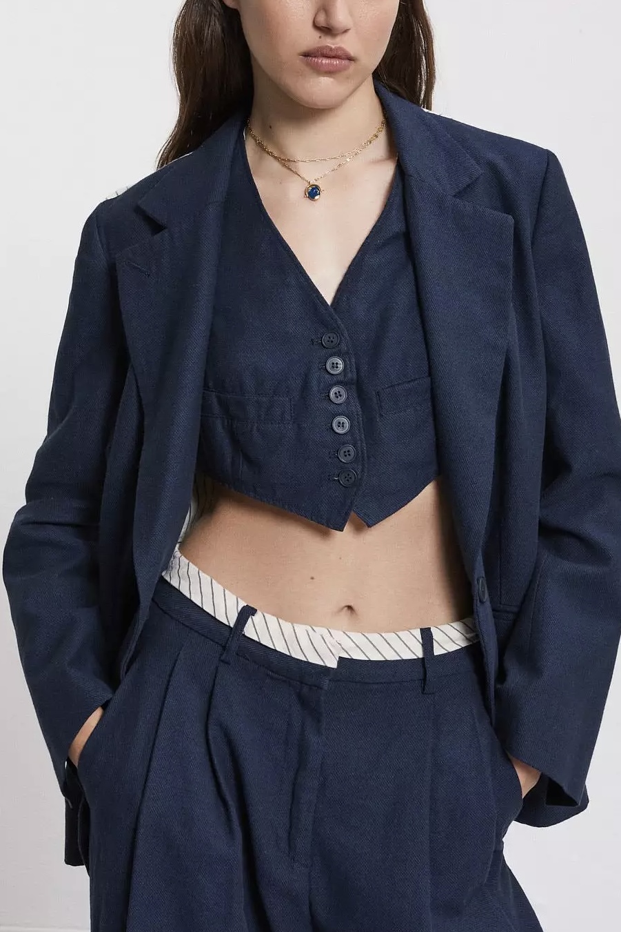 OttodÁme - Linen Jacket Made With a Two-Fabric Night - 6