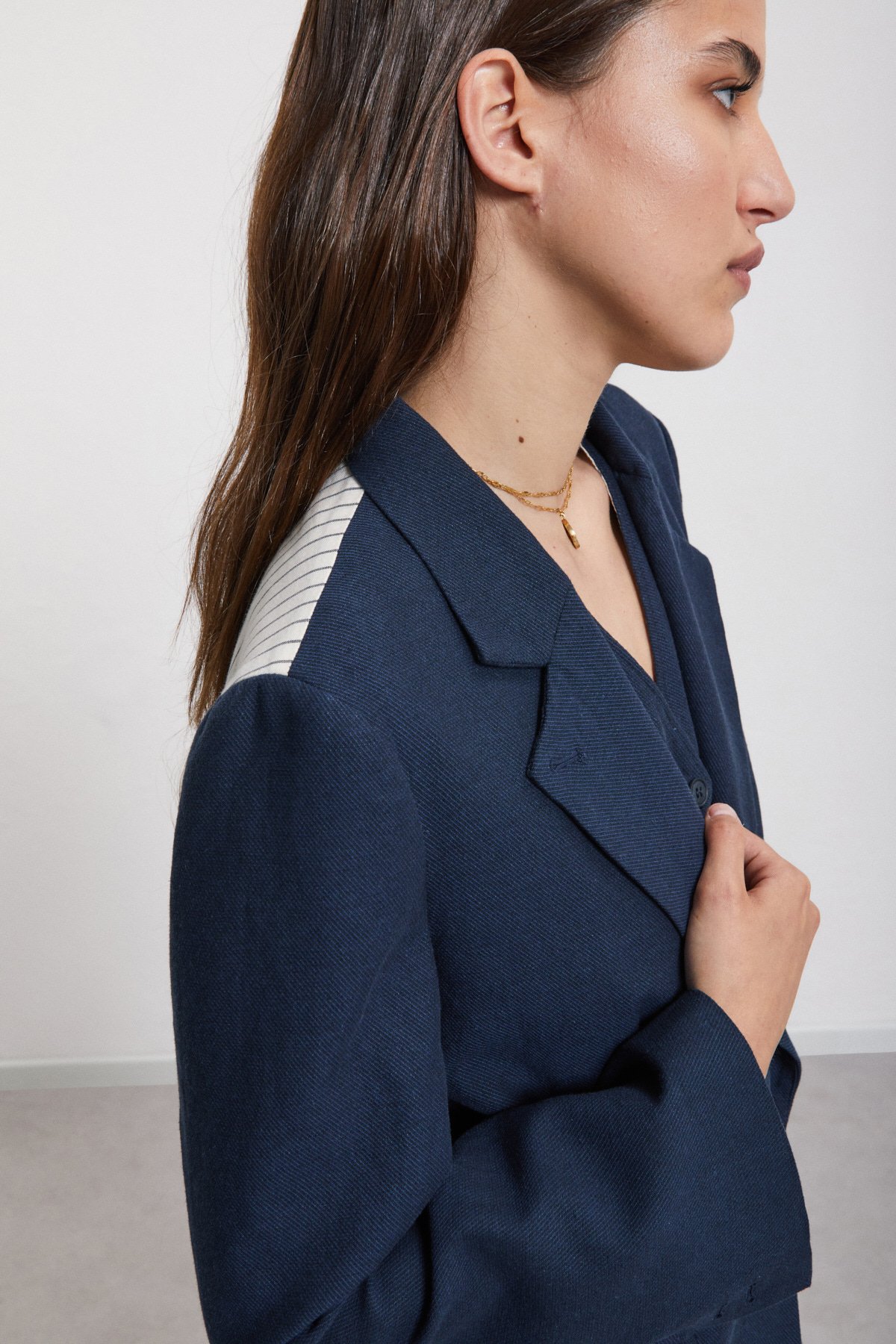 OttodÁme - Linen Jacket Made With a Two-Fabric Night - 4