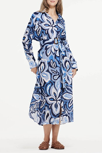 One Season -Jessie Maxi With Belt Copacabana Blue Cotton 
