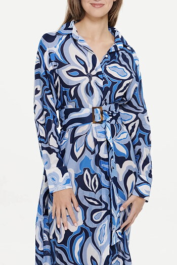 One Season -Jessie Maxi With Belt Copacabana Blue Cotton 