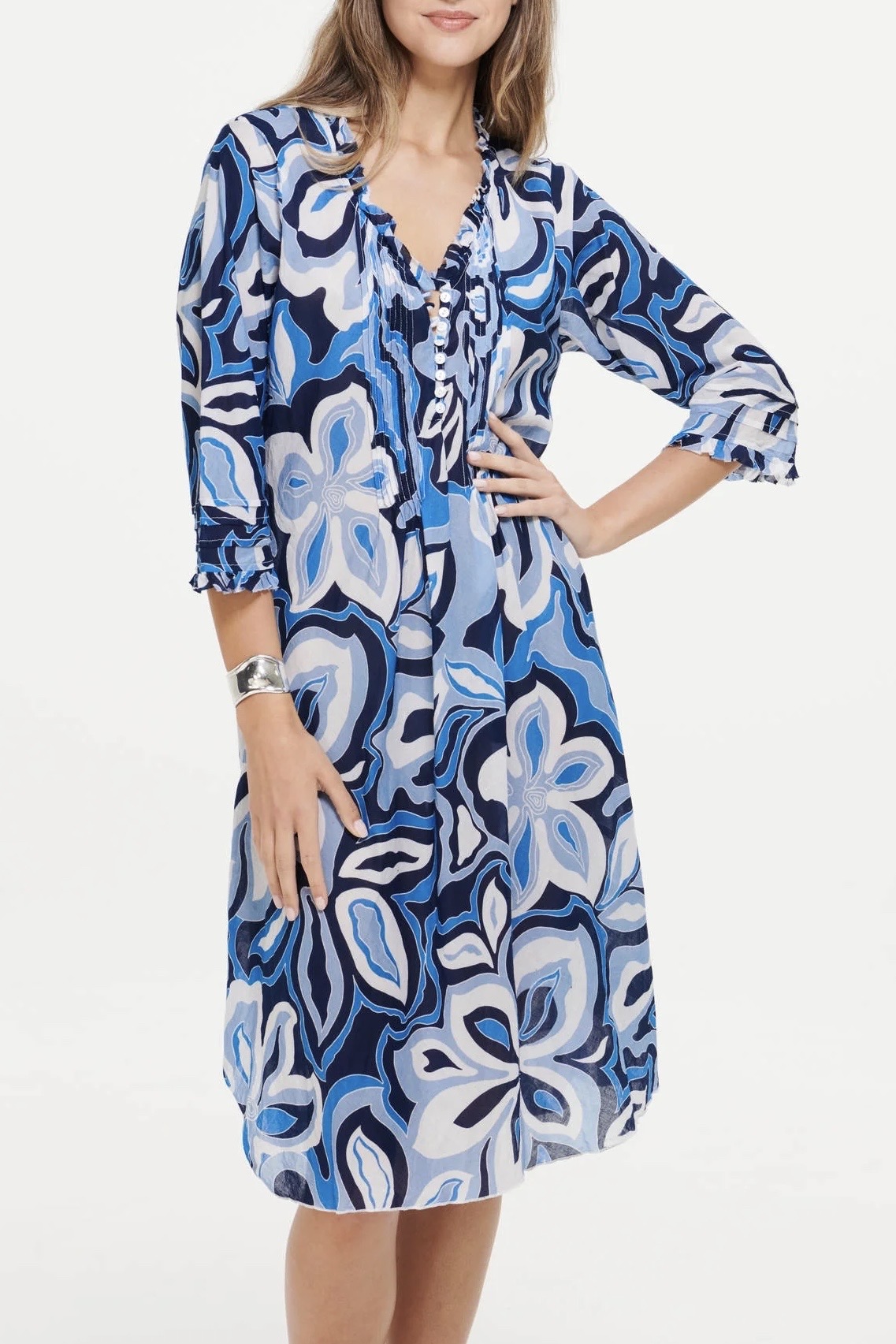 One Season - Middy Poppy Copacabana Blue Cotton  - 3