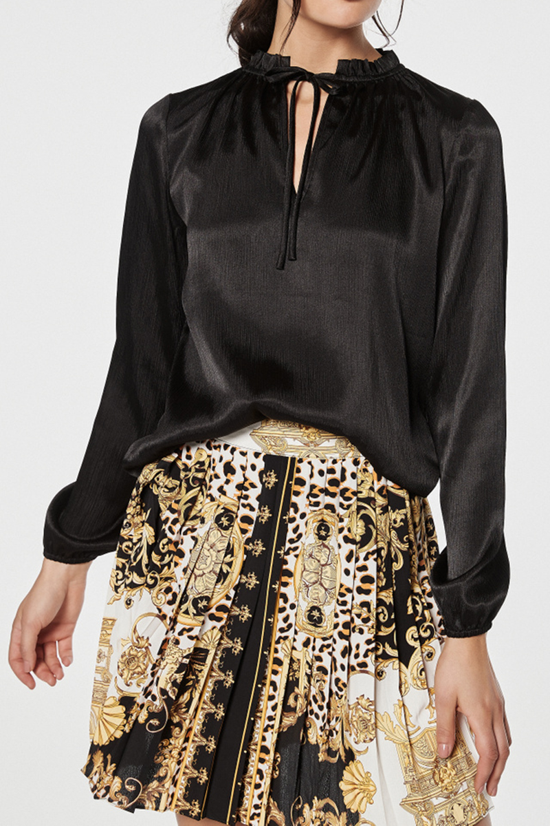Rut & Cirkel - Maci Frill Neck Blouse Black