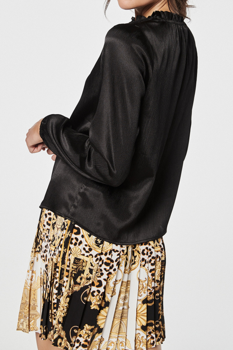 Rut & Cirkel - Maci Frill Neck Blouse Black - 3