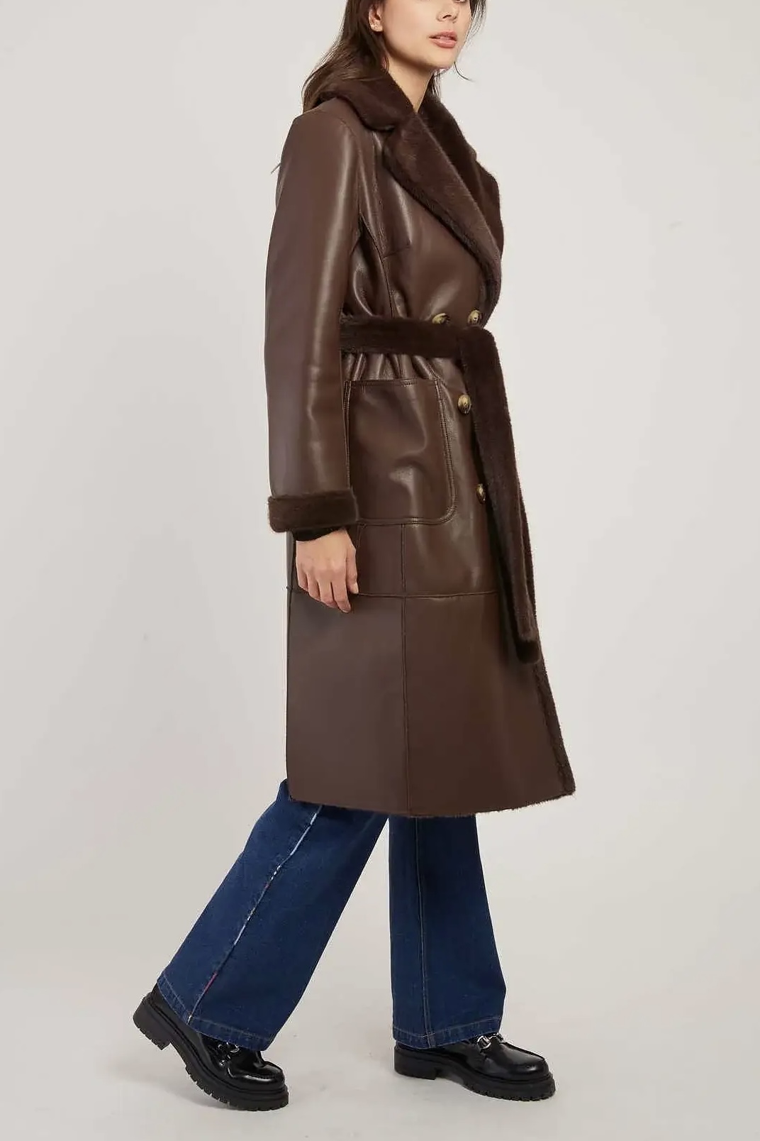 Derhy - Lenna Long Reversible Coat Brown - 2