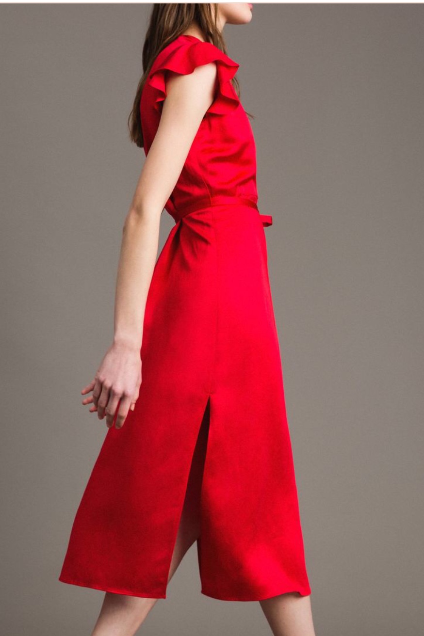 Twin Set - Envers Satin Linen Long Dress - 2