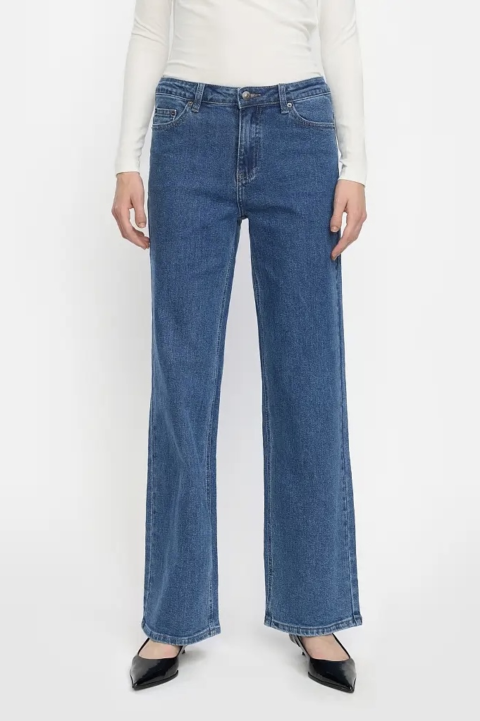 Soft Rebels - Willa Midwaist Wide Jeans Medium Blue Denim Wash