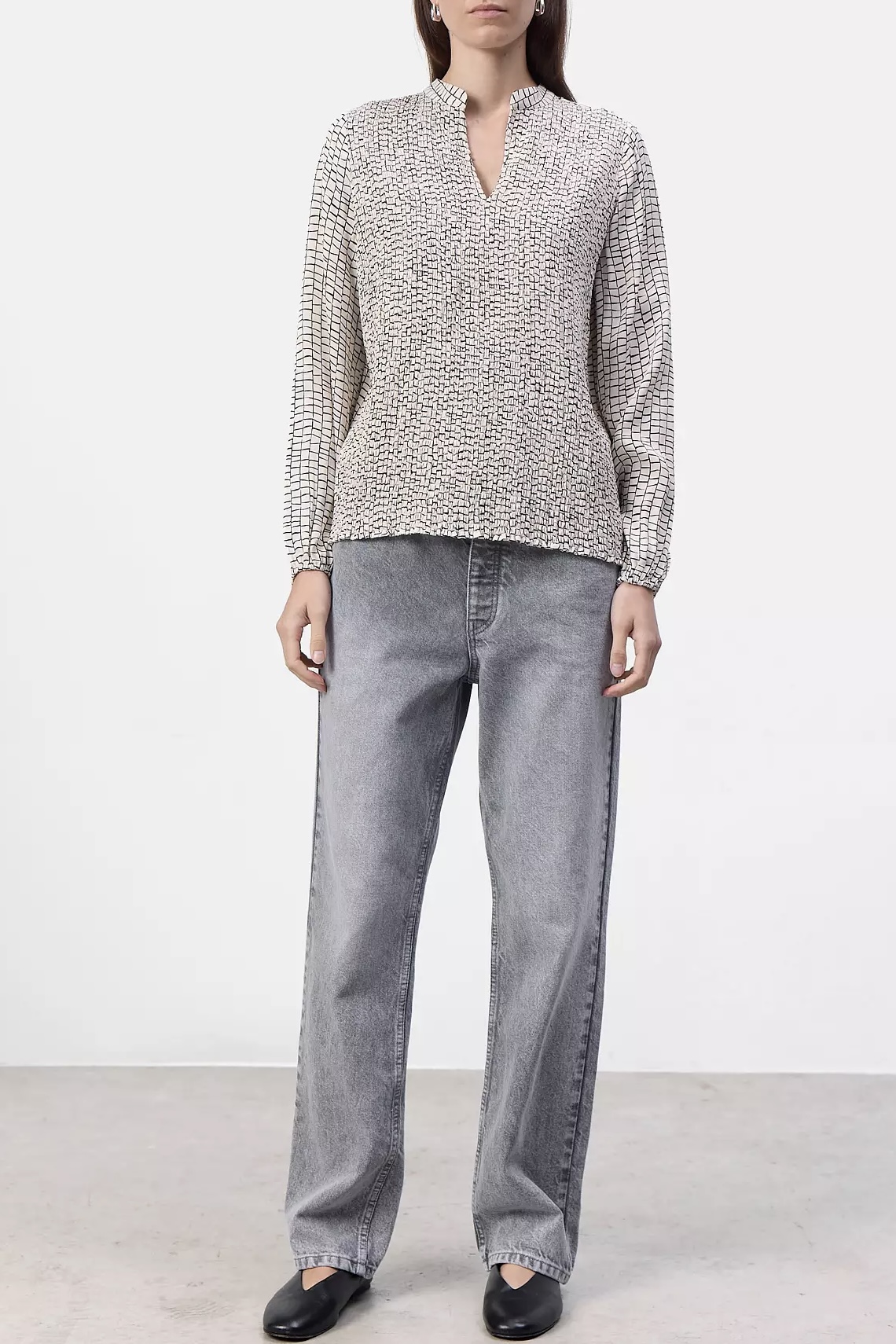 Leveté Room - Estella 1 Blouse Grey Sand Combi - 3