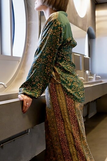 Black Colour - Luna Kaftan Blouse Green Jasmine