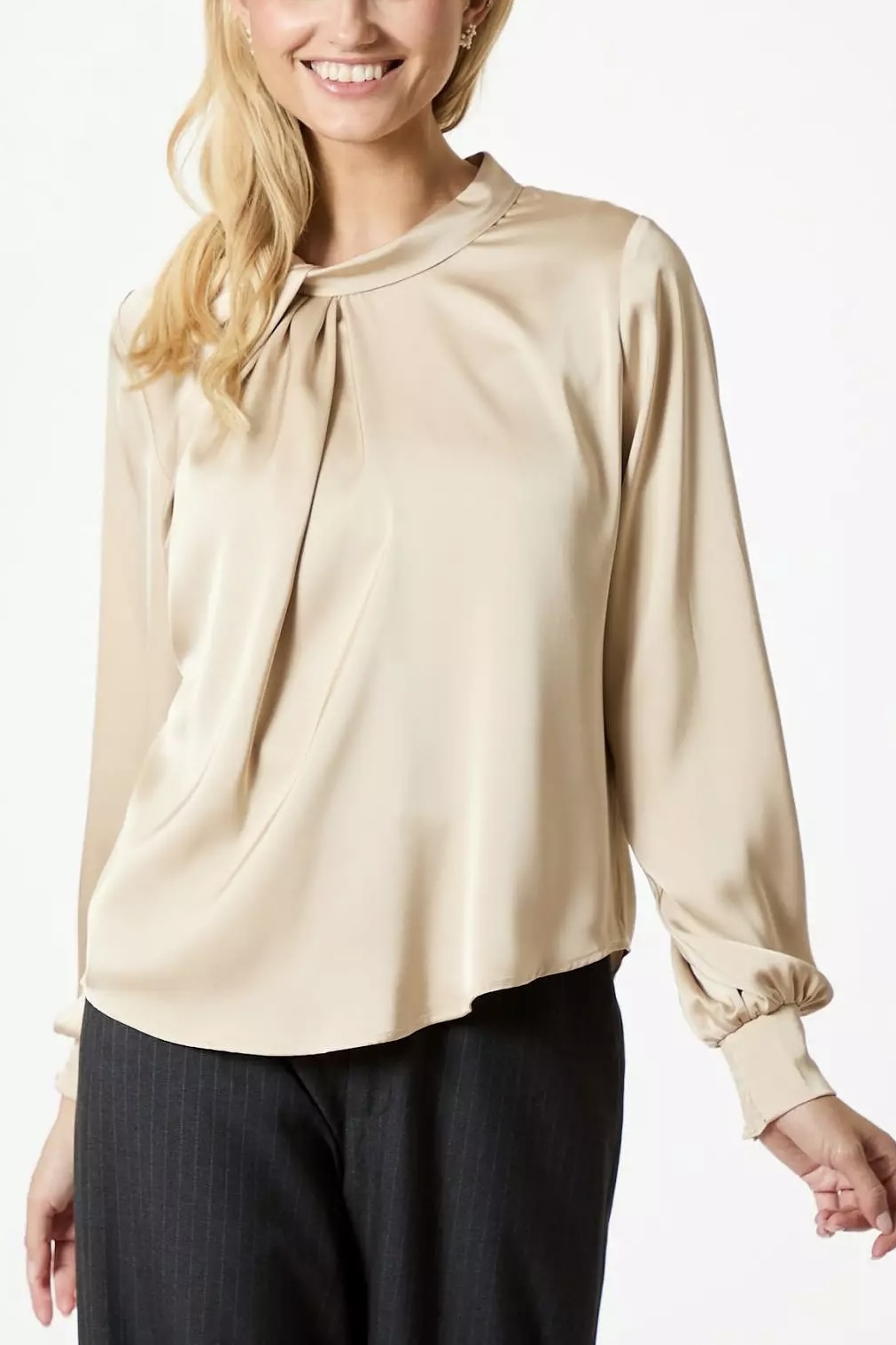 Neo Noir  - Fairy Drapy Satin Blouse Champange