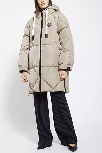 OttodÁme - Quilted Puffer Midi Jacket Stone