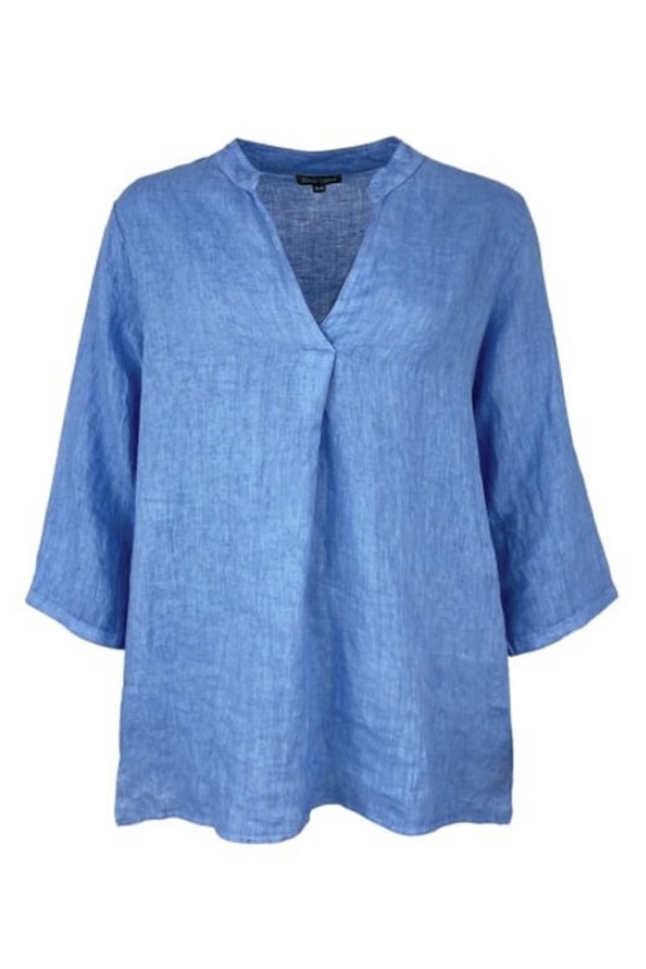 Black Colour - Sirocco Linen Shirt Sea Blue - 2
