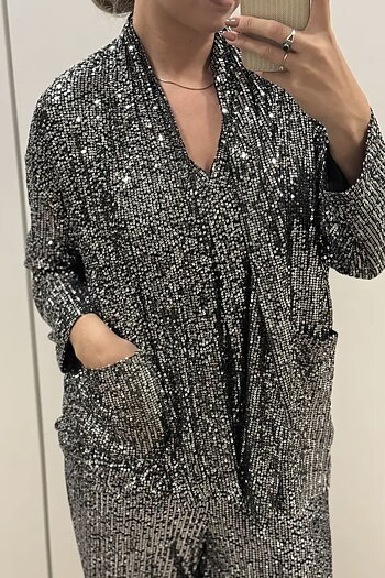 Qnuz -   Paljett Kimono W Sequins Black