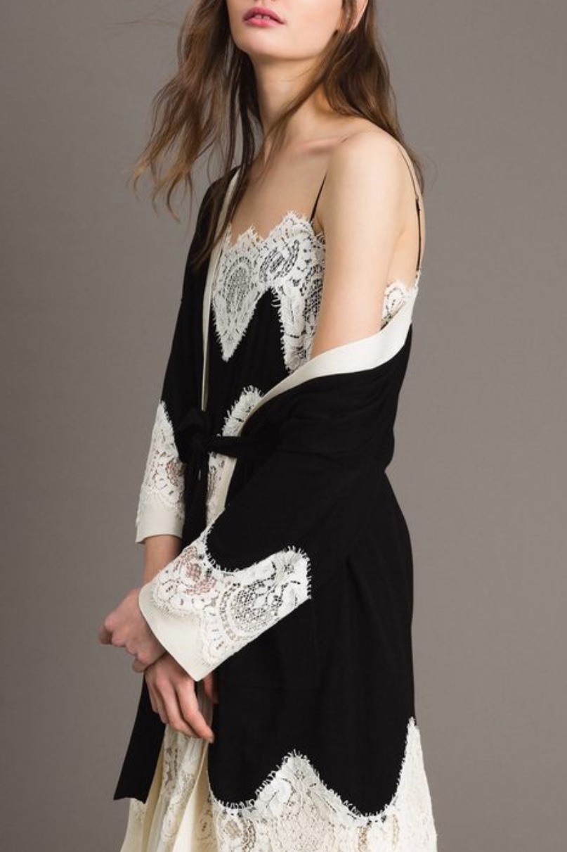 Twin Set - Two-Tone Cardigan With Lace - 3