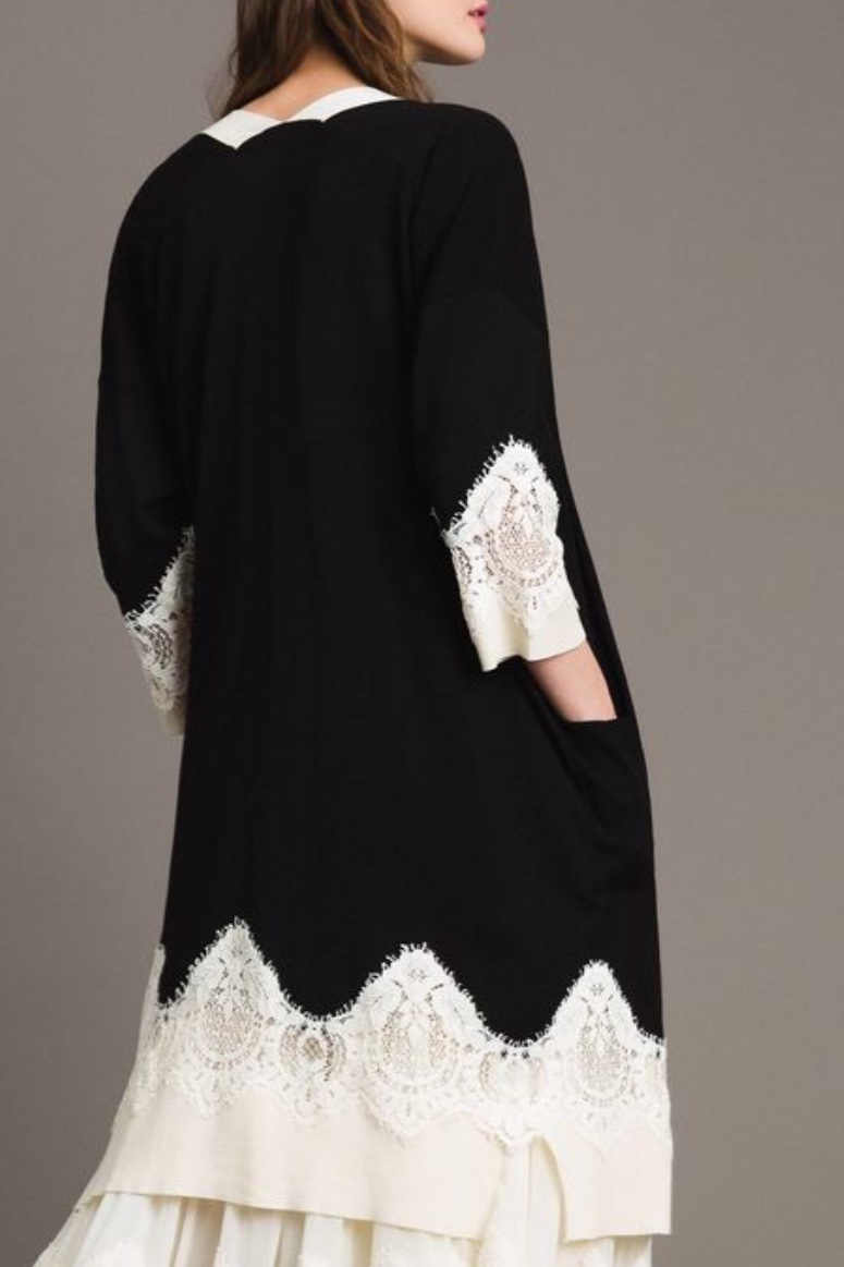 Twin Set - Two-Tone Cardigan With Lace - 2