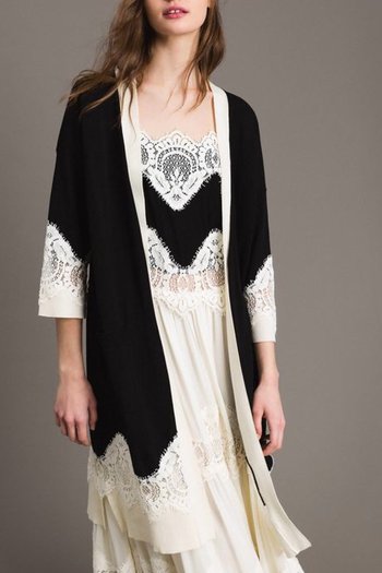 Twin Set - Two-Tone Cardigan With Lace